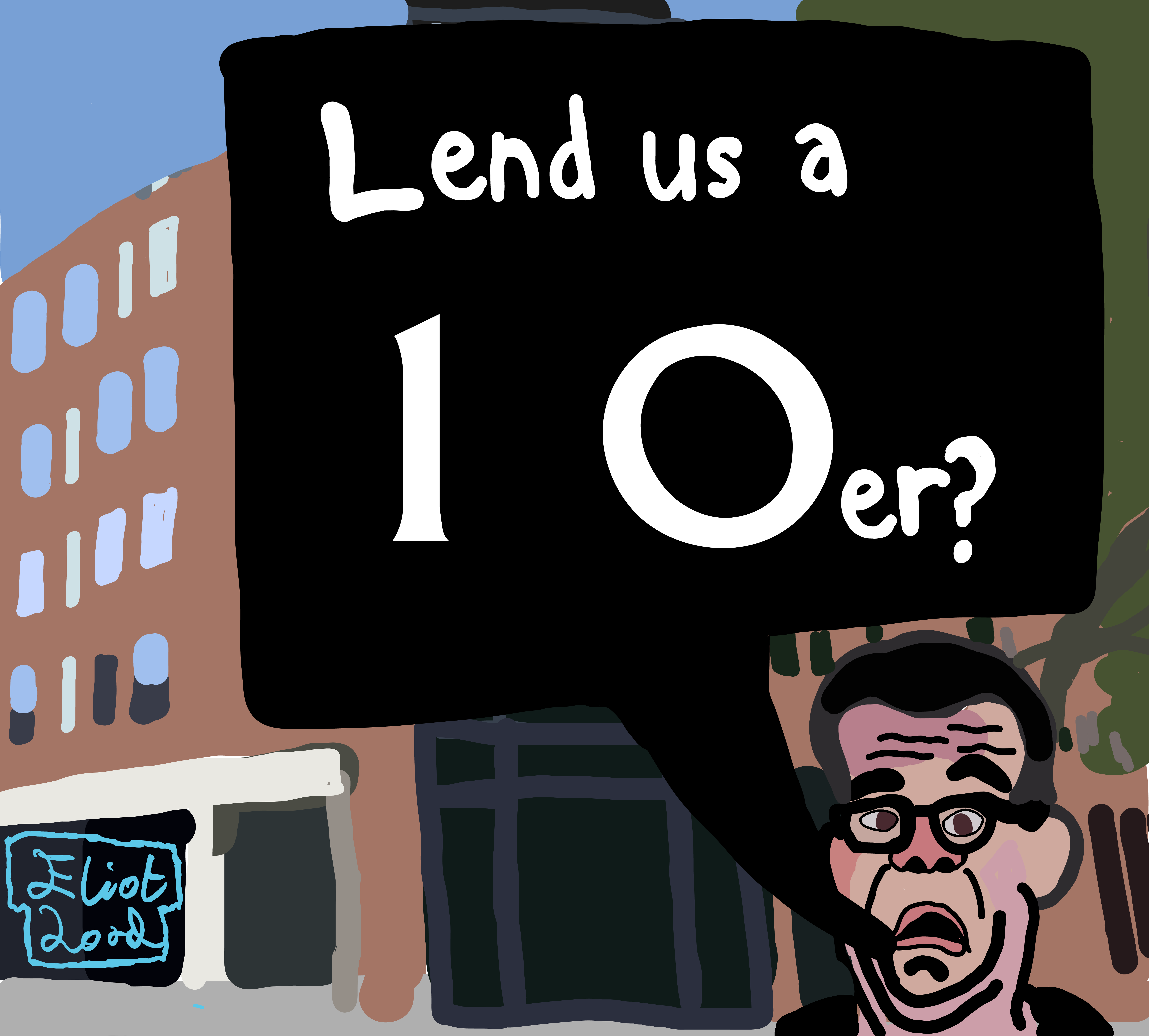 Andy Burnham cartoon in front of Number 10 North